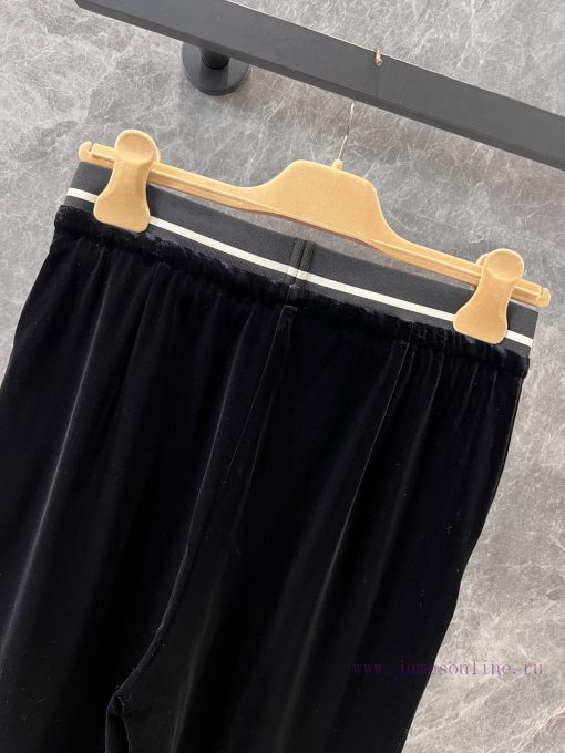 ZK60503 Mium * U 25Ss Early Spring New Letter Waist Velvet Casual Pants | Produced Custom YB Ma 5rxqivf4 - Image 5