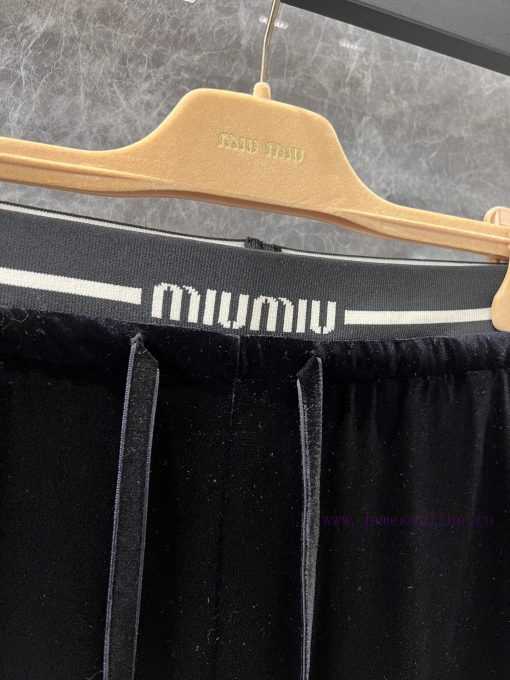 ZK60503 Mium * U 25Ss Early Spring New Letter Waist Velvet Casual Pants | Produced Custom YB Ma 5rxqivf4 - Image 6