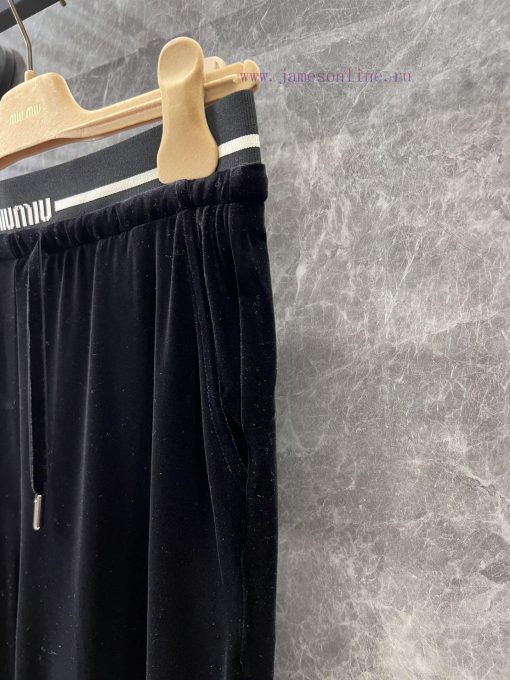 ZK60503 Mium * U 25Ss Early Spring New Letter Waist Velvet Casual Pants | Produced Custom YB Ma 5rxqivf4 - Image 7