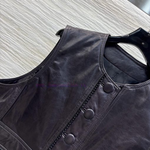 CW76016 Niche Design 25 Early Spring Short Small Leather Vest Jacket Ultra Short Vest Version P od4u86q5 - Image 4