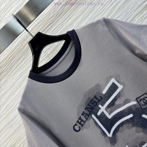 CT76026 Chanel 25 Spring/Summer Digital 5-Letter Printed T-shirt With Exquisite And Compact Des pkesojoa - Image 7