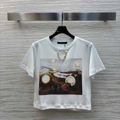 CT76027 Louis Vuitton 25 Early Spring New Item Short Sleeved T-shirt With Sticker Pattern Simpl g2peybxn