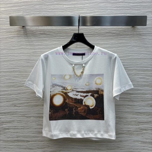 CT76027 Louis Vuitton 25 Early Spring New Item Short Sleeved T-shirt With Sticker Pattern Simpl g2peybxn - Image 2