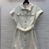 CL76031 Dior 25 Early Spring New Collection Featuring A Stylish Lapel Short Sleeved Denim Dress u1ta27l4