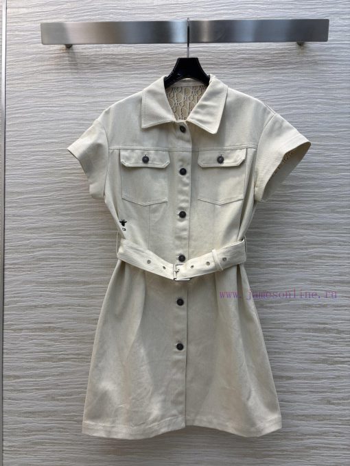CL76031 Dior 25 Early Spring New Collection Featuring A Stylish Lapel Short Sleeved Denim Dress u1ta27l4 - Image 2