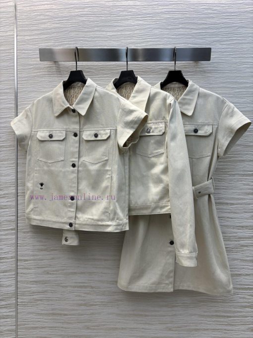 CL76031 Dior 25 Early Spring New Collection Featuring A Stylish Lapel Short Sleeved Denim Dress u1ta27l4 - Image 10