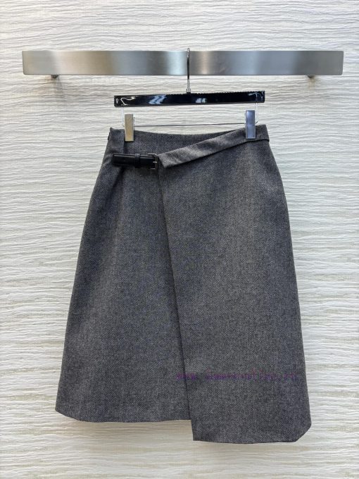 CB76038 Dior 25 Early Spring New Item High-end Gray Irregular High Waisted Half Skirt Leather B u1qmzjd7 - Image 2