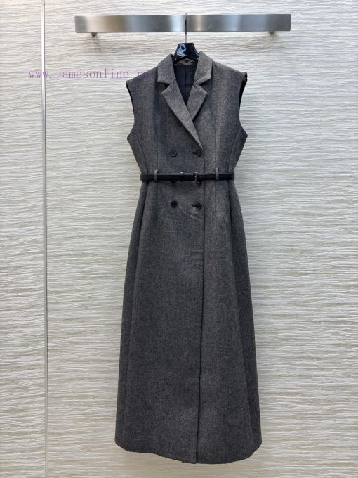 CL76050 Dior 25 Early Spring New Item High-end Gray Suit Collar Belt Vest Dress Large V-neck Sl ggdvzrio - Image 2