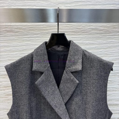 CL76050 Dior 25 Early Spring New Item High-end Gray Suit Collar Belt Vest Dress Large V-neck Sl ggdvzrio - Image 3