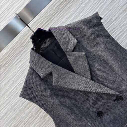 CL76050 Dior 25 Early Spring New Item High-end Gray Suit Collar Belt Vest Dress Large V-neck Sl ggdvzrio - Image 5