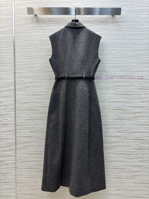 CL76050 Dior 25 Early Spring New Item High-end Gray Suit Collar Belt Vest Dress Large V-neck Sl ggdvzrio - Image 9