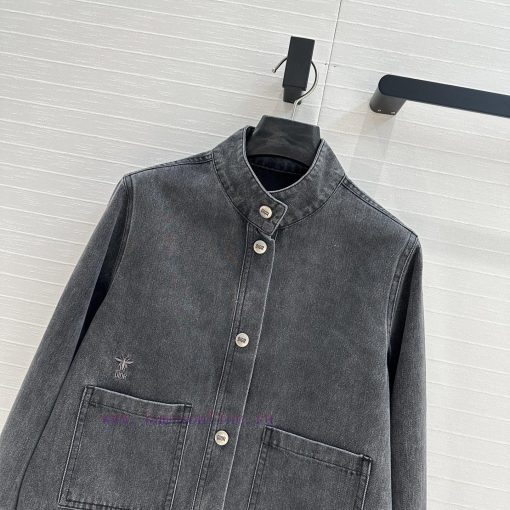 Highly Recommended 🤞 BW76057 Miss Dior's New Retro Charcoal Grey Washed Denim Jacket With A Sty mff3dp2p - Image 3