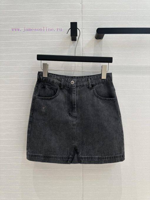 Highly Recommended 🤞 BB76058 Miss Dior New Product Retro Charcoal Grey Washed Cowboy Short Half belupdku - Image 2