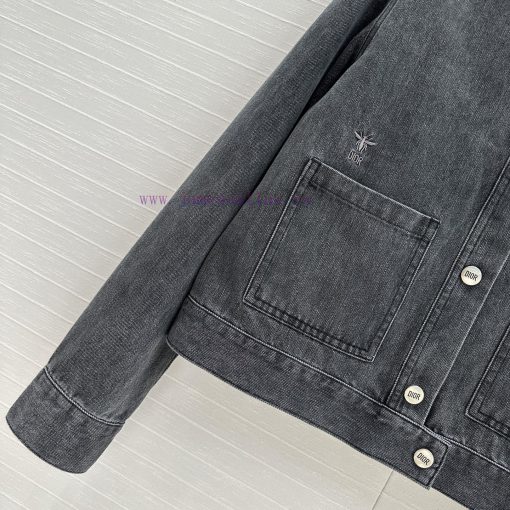 Highly Recommended 🤞 BW76057 Miss Dior's New Retro Charcoal Grey Washed Denim Jacket With A Sty mff3dp2p - Image 6