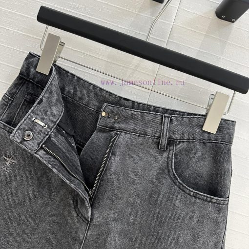 Highly Recommended 🤞 BB76058 Miss Dior New Product Retro Charcoal Grey Washed Cowboy Short Half belupdku - Image 5
