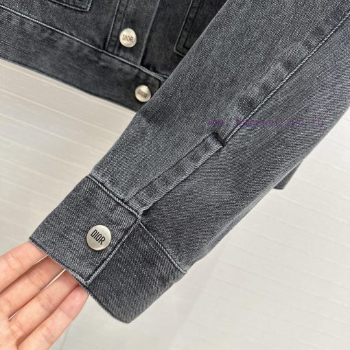 Highly Recommended 🤞 BW76057 Miss Dior's New Retro Charcoal Grey Washed Denim Jacket With A Sty mff3dp2p - Image 8