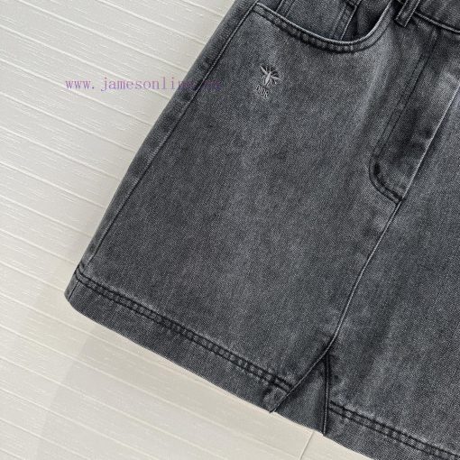 Highly Recommended 🤞 BB76058 Miss Dior New Product Retro Charcoal Grey Washed Cowboy Short Half belupdku - Image 7