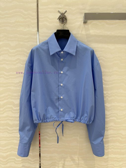 AC75010 Prada High Intelligence Dressing Drawstring Small Short Style High-end Shirt White Rich pma73fla - Image 2