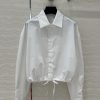 AC75010 Prada High Intelligence Dressing Drawstring Small Short Style High-end Shirt White Rich fbfhwaw2