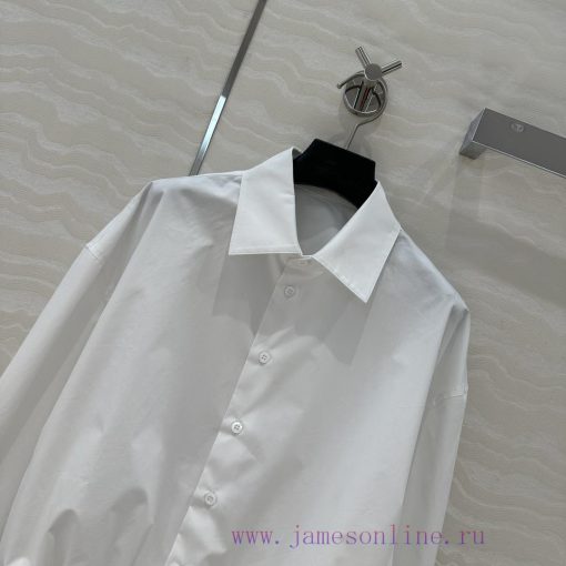 AC75010 Prada High Intelligence Dressing Drawstring Small Short Style High-end Shirt White Rich fbfhwaw2 - Image 3