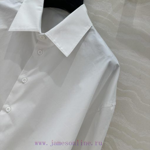 AC75010 Prada High Intelligence Dressing Drawstring Small Short Style High-end Shirt White Rich fbfhwaw2 - Image 4