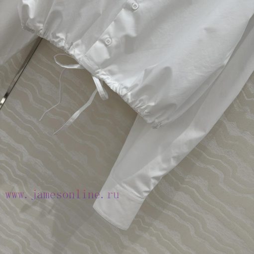 AC75010 Prada High Intelligence Dressing Drawstring Small Short Style High-end Shirt White Rich fbfhwaw2 - Image 6