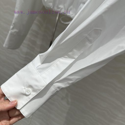 AC75010 Prada High Intelligence Dressing Drawstring Small Short Style High-end Shirt White Rich fbfhwaw2 - Image 7