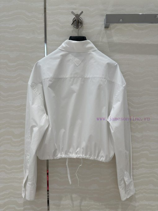 AC75010 Prada High Intelligence Dressing Drawstring Small Short Style High-end Shirt White Rich fbfhwaw2 - Image 9