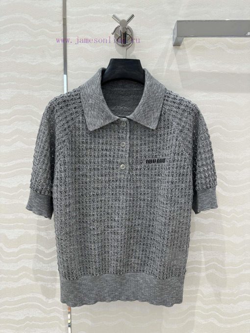 Hot Selling Recommendation: AT76071 Miu Miu Girl's Outfit Intellectual Split Hollow Polo Collar mpn37igi - Image 2
