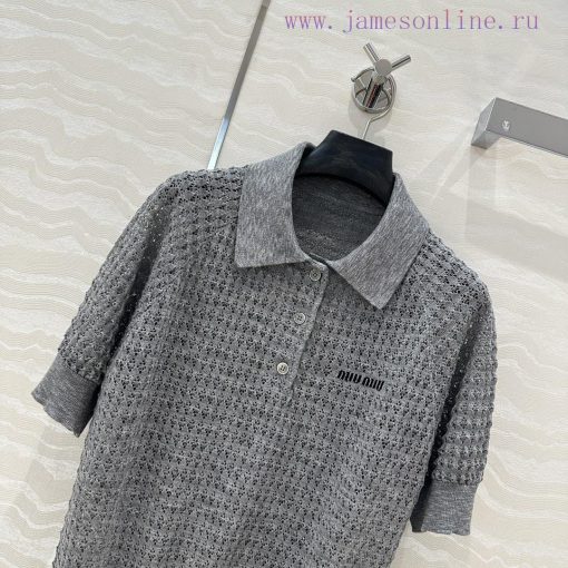 Hot Selling Recommendation: AT76071 Miu Miu Girl's Outfit Intellectual Split Hollow Polo Collar mpn37igi - Image 3