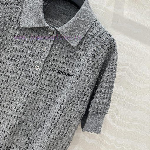 Hot Selling Recommendation: AT76071 Miu Miu Girl's Outfit Intellectual Split Hollow Polo Collar mpn37igi - Image 4