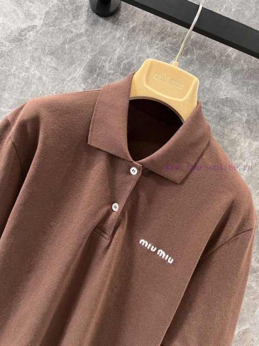 ZT60532 Miumi * 25SS Spring/Summer New Color Polo Collar Short Sleeve T-shirt | Developed By Yb 3weh6okw - Image 4