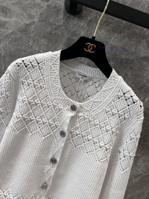 ZW60536 Chanel 25P Early Spring New Diamond Hollow Hook Flower Knitted Cardigan | Yb Developed 0afv3y6c - Image 4