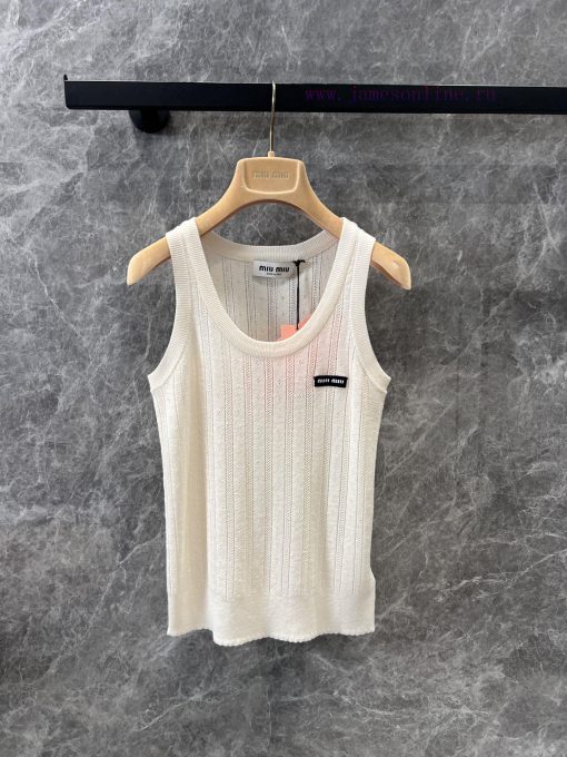 ZT60558 Miu Miu 25Ss Early Spring New Micro Label Hollow Knitted Tank Top | YB Developed Heavy k6gi1lrw