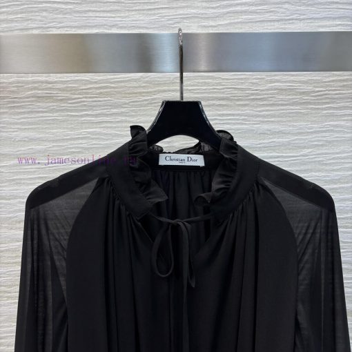 CL76082 Dior 25 Spring/Summer New Collection Earwood Collar Dress With Black Fungal Lace Design 4ei4b6ff - Image 3
