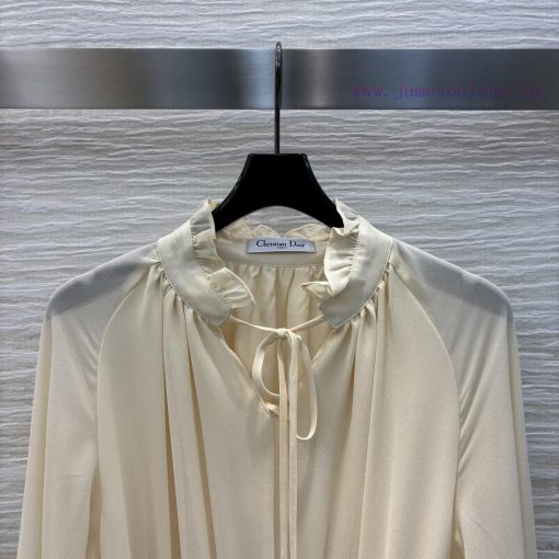 CL76082 Dior 25 Spring/Summer New Collection Earwood Collar Dress With Black Fungal Lace Design zty9z9rq - Image 3