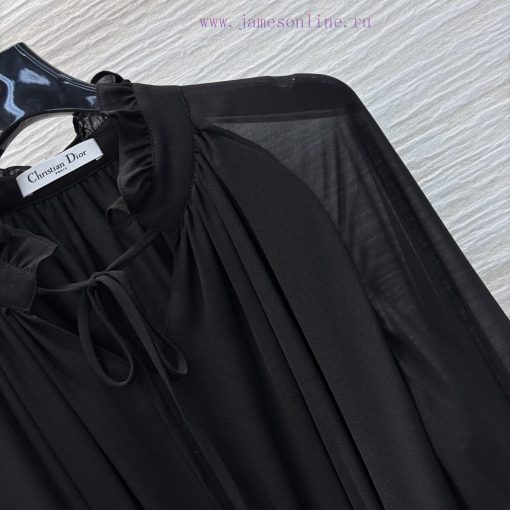 CL76082 Dior 25 Spring/Summer New Collection Earwood Collar Dress With Black Fungal Lace Design 4ei4b6ff - Image 5