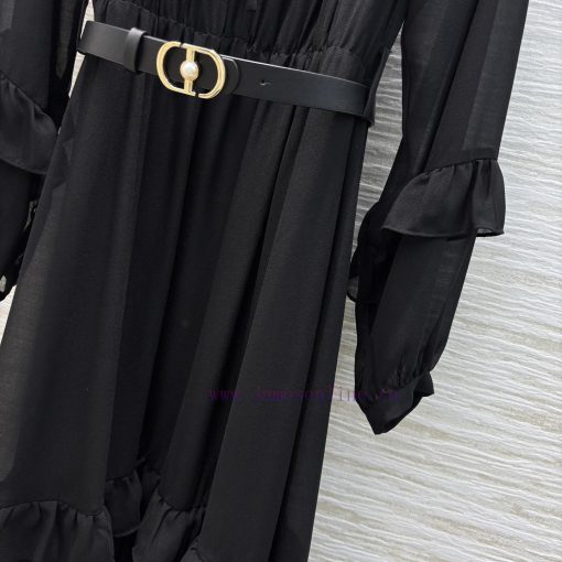 CL76082 Dior 25 Spring/Summer New Collection Earwood Collar Dress With Black Fungal Lace Design 4ei4b6ff - Image 7