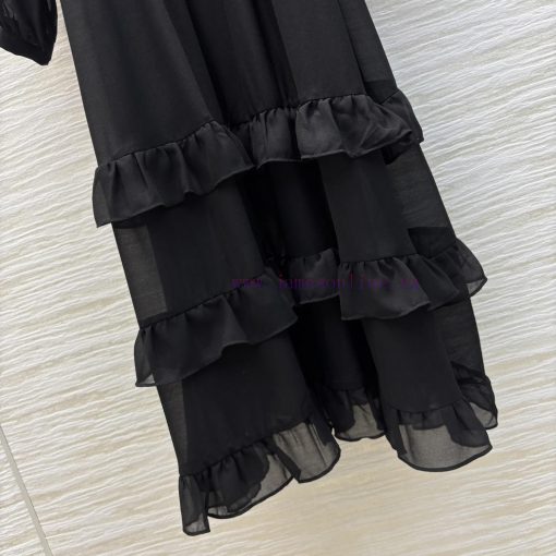 CL76082 Dior 25 Spring/Summer New Collection Earwood Collar Dress With Black Fungal Lace Design 4ei4b6ff - Image 8