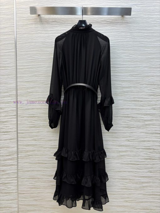 CL76082 Dior 25 Spring/Summer New Collection Earwood Collar Dress With Black Fungal Lace Design 4ei4b6ff - Image 9