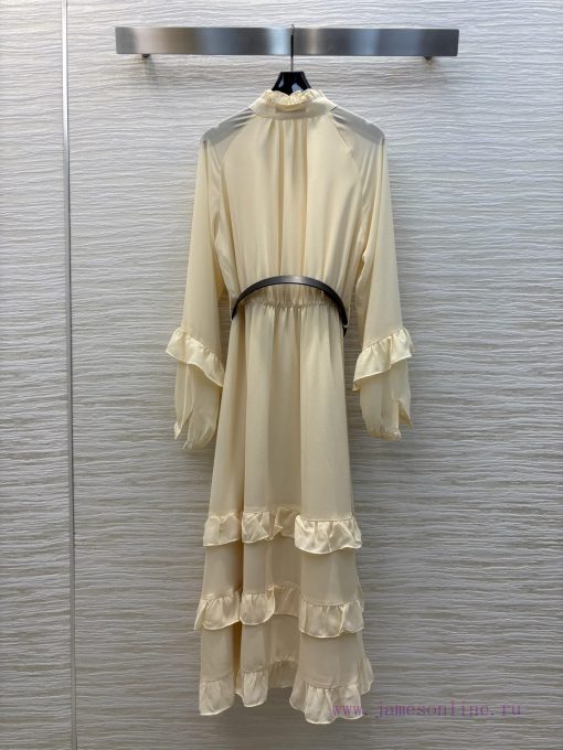 CL76082 Dior 25 Spring/Summer New Collection Earwood Collar Dress With Black Fungal Lace Design zty9z9rq - Image 9