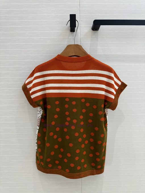 BT76088 Hermes 25 Early Spring New Product: Horse Printed Pattern Splicing Knitted Top With Pol 0tmt4dbt - Image 9