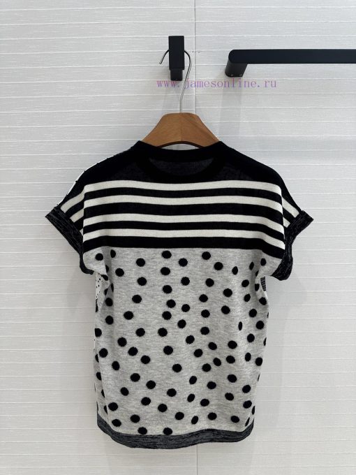 BT76088 Hermes 25 Early Spring New Product: Horse Printed Pattern Splicing Knitted Top With Pol fi91e8pe - Image 9
