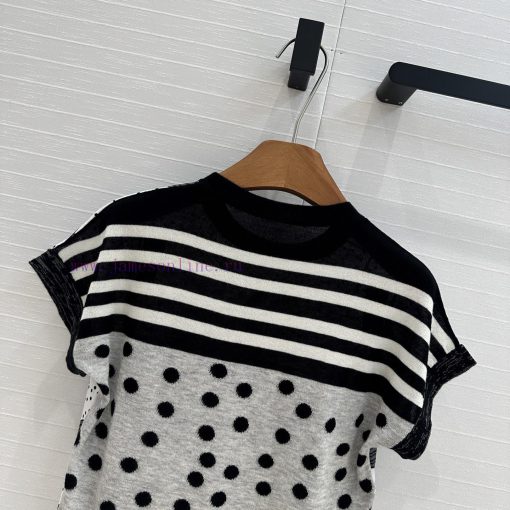 BT76088 Hermes 25 Early Spring New Product: Horse Printed Pattern Splicing Knitted Top With Pol fi91e8pe - Image 10