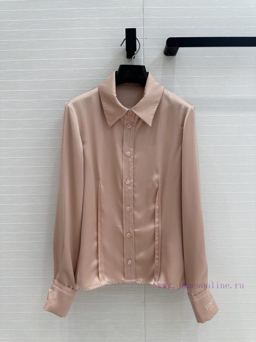 Highly Recommended BC76092 Fen * Early Spring New Product Champagne Powder Acetate Silk Shirt C kwt86003