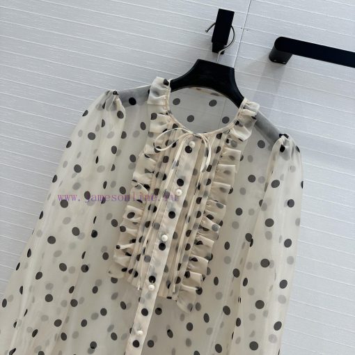 High End BC76095 V Series Socialite Wearing Retro Palace Style Lantern Sleeves With Polka Dot S snh298gh - Image 3