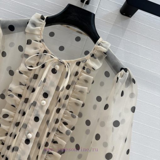 High End BC76095 V Series Socialite Wearing Retro Palace Style Lantern Sleeves With Polka Dot S snh298gh - Image 5