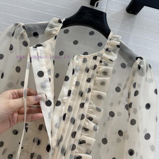 High End BC76095 V Series Socialite Wearing Retro Palace Style Lantern Sleeves With Polka Dot S snh298gh - Image 6
