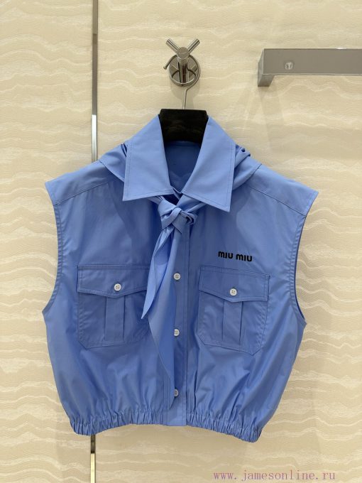 ️ AC75166 Miu Miu Wear 25s Spring/Summer New Product Scout Series Tie Vest Shirt Fashionable El 1du031hv