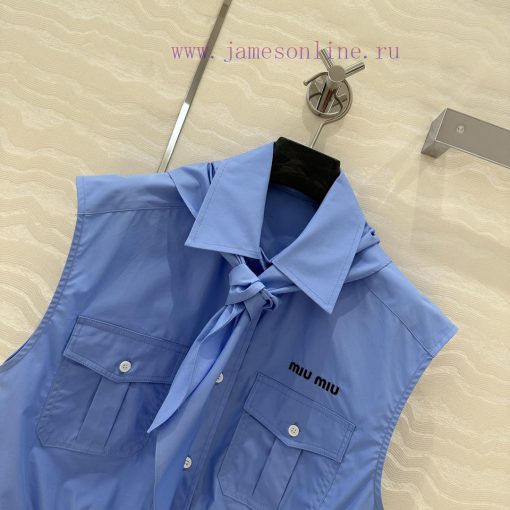 ️ AC75166 Miu Miu Wear 25s Spring/Summer New Product Scout Series Tie Vest Shirt Fashionable El 1du031hv - Image 3